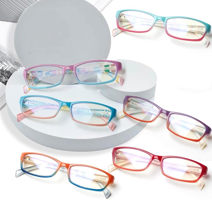 Kerecsen Computer Reading Glasses for Women Blue Light Blocking Glasses for Reading Fashion Pattern Print Eyeglasses for Womens(Mix Color -5, 0.00)