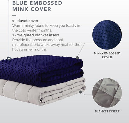 Degrees of Comfort Weighted Blanket Queen Size for Adults – Even Weight Distribution with Premium Glass Beads | Warm Heavy Blanket for One Person use (225~275lbs) Full Queen Bed 60x80 25lbs Navy