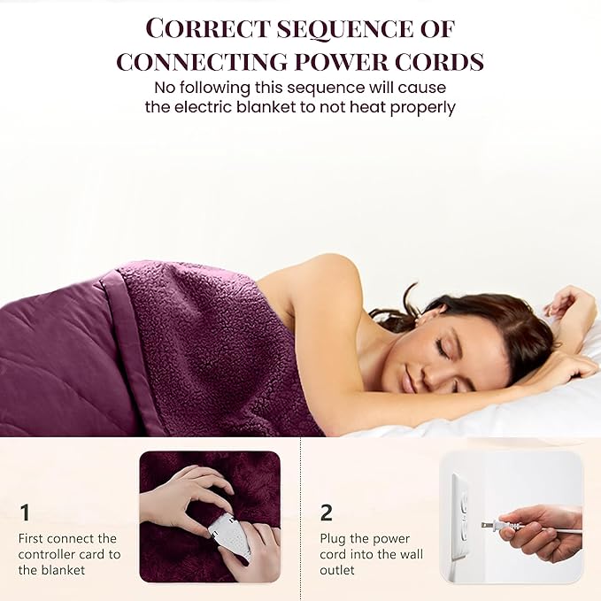 Thermee Micro Flannel Blanket Full Size Heated Blanket with 10 Settings, Programable Heating Blanket, Luxuriously Soft Heated Throw Blanket, Rapid Heating Thermal Blanket, Warm Blanket - Burgundy
