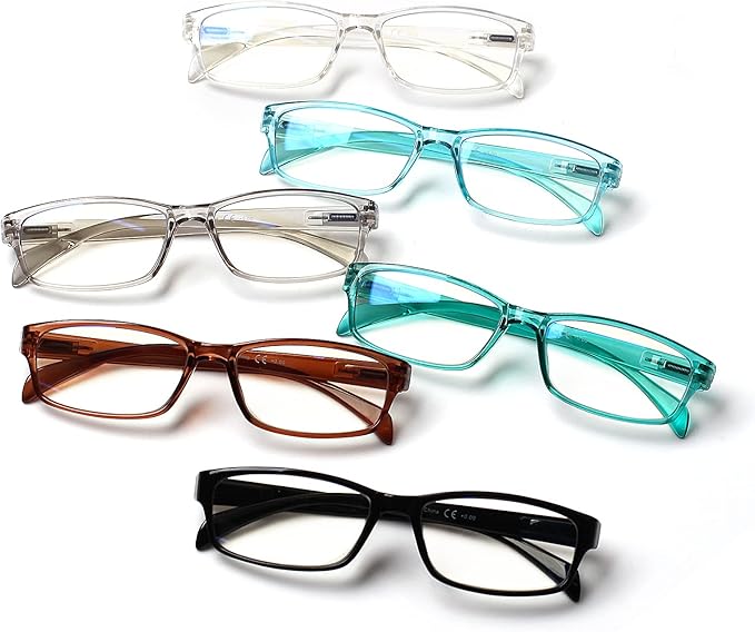 JOSCHOO Computer Reading Glasses for Women and Men 6 Pack Blue Light Blocking Spring Hinge Readers