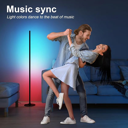 Corner Floor Lamp 2-Pack with Alexa, Smart Modern Floor Lamp with Music Sync 16 Million Colors & 68+ Scene with APP and Remote Control, for Bedroom Living Room