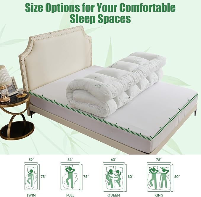WhatsBedding 5 Inch Memory Foam Mattress Topper Twin Size for Back Pain Relief, with Cooling Breathable Bamboo Viscose Air Layer, Soft Pillow Top Mattress Topper, 75x39x5in