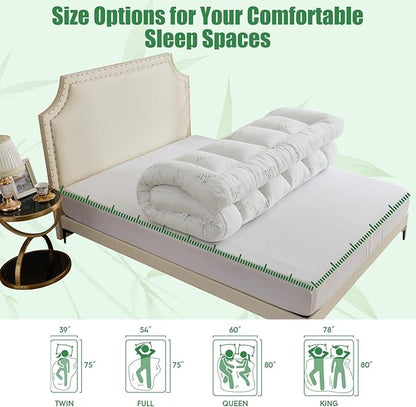 WhatsBedding 5 Inch Memory Foam Mattress Topper Twin Size for Back Pain Relief, Cooling Breathable Bamboo Viscose Air Layer, Comfort Thick Pillow Top Mattress Topper, 2000 GSM Fill