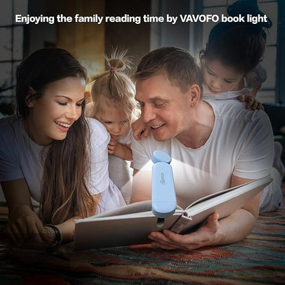 VAVOFO USB Rechargeable Book Light, Blue Lighting Blocking, Amber Light Clip On Bookmark Shaped 6 LEDs Reading Light, Eye Care for Bookworms Reading in Bed with 9 Lighting Modes (Light Blue)