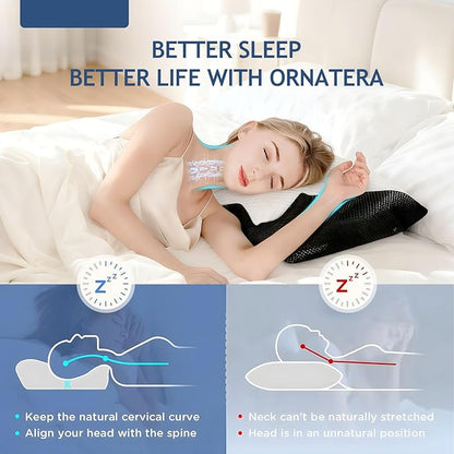 for Sleep Apnea, 2-in-1 Ergonomic Cervical Contour Memory Foam Pillows, Breathable Odorless, Neck Support for Side & Back Sleepers (White)