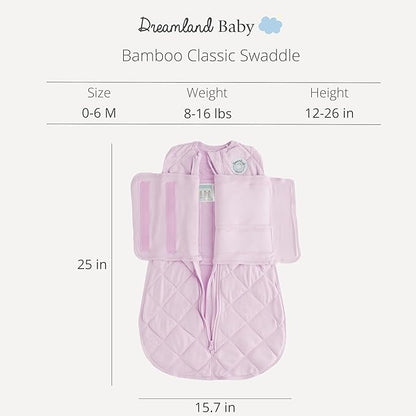 DREAMLAND BABY Bamboo Viscose Swaddle Sleep Sack (0-6 Months). Ultra Soft Swaddle Blanket w/Built in Band. 95% Viscose, 5% Spandex (Mauve)