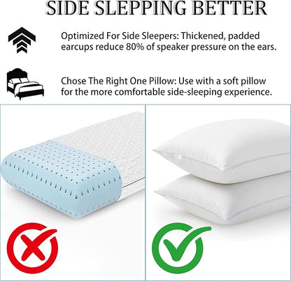 5.4 Bluetooth Sleep Mask with 12 White Noises, 3D Sleep Headphones for Women Men 100% Pressure-Free & BlockOut,Wireless Eye Mask for Side Sleepers Travel