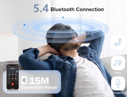 Sleep Mask with Bluetooth Headphones Wireless, TOPOINT 3D Eye Mask for Sleeping Headphones Women Men with Noise Canceling Earbuds, Thin Speaker, Blackout, 15 Hours for Travel, Meditation, CPAP Users