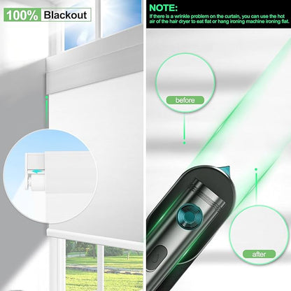 Smart Motorized Blinds with Remote Control, Blackout Roller Shades, Custom Smart Blinds with Valance, Cordless Electric Window Blinds & Automatic Shades(White,38" Wx72 H)
