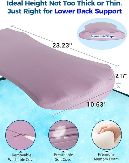 Lumbar Support Pillow for Bed – Memory Foam Lower Back Pain Relief Pillow for Sleeping, Ergonomic Lumbar Pillow for Side & Back Sleepers, Sciatica & Hip Pain Relief, Washable Cooling Cover