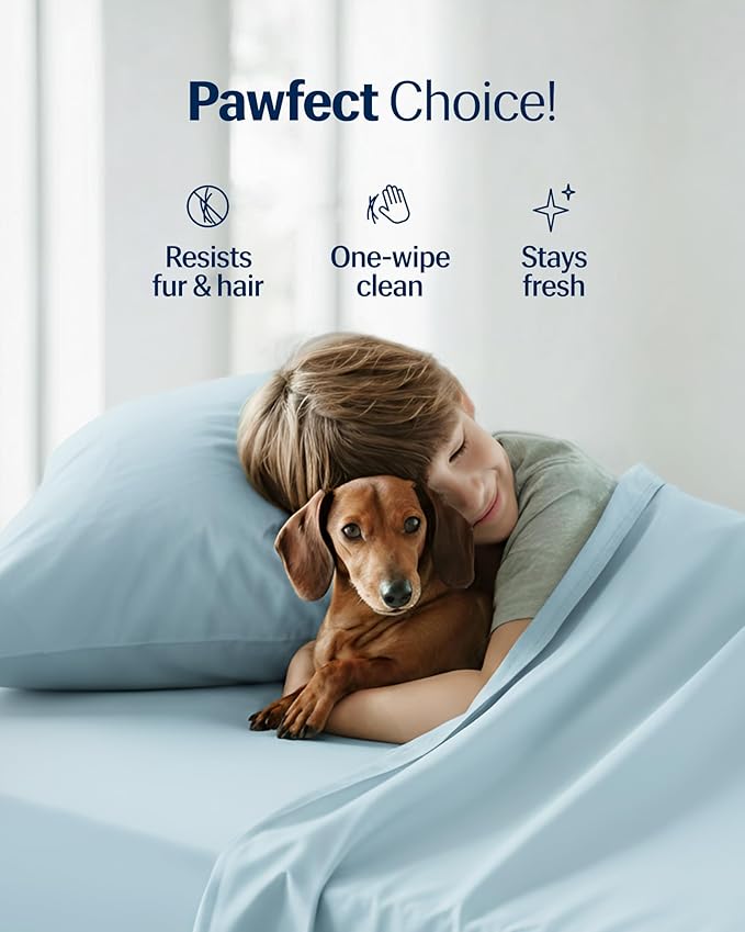 REST® Evercool®+ Starter Sheet Set, King, Light Blue, Breathable Bed Sheets for Hot Sleeper and Night Sweats, with Pillowcases, Ionic+ Self-Cleaning Silver Yarn for Sensitive Skin, 3PCS No Flat Sheet