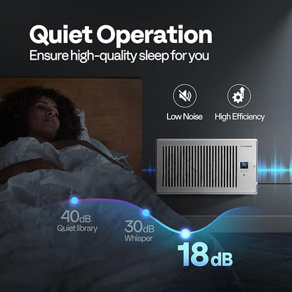 VIVOHOME 6"x12" Opening Smart Vent Register Booster Fan with Intelligent Thermostat & 10-Speed Remote Control - 13.8" x 7.5" Vent Cover for Room, Floor, Wall - White