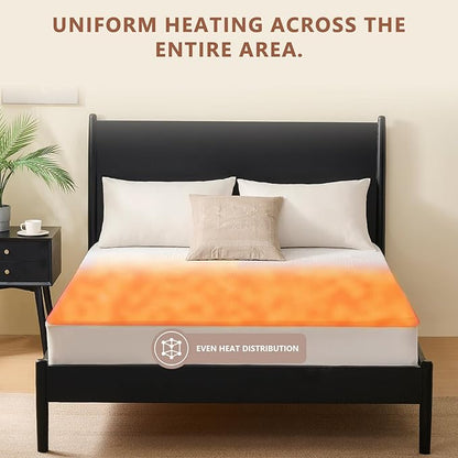 Homemate Heated Mattress Pad Twin Size - 3D Knitted Jacquard Electric Mattress Pad Twin Bed Warmer with Dual Controller, 10 Heated Setting - Auto Off 8 Hours, Fit Up to 30 Inch, 75"x39"