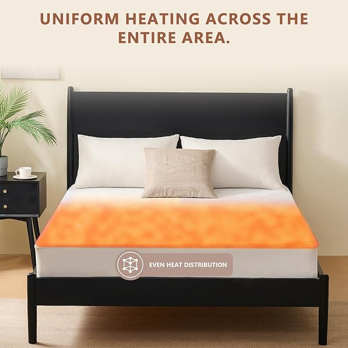Homemate Heated Mattress Pad Full Size - 3D Knitted Jacquard Electric Mattress Pad Full Bed Warmer with Dual Controller, 10 Heated Setting - Auto Off 8 Hours, Fit Up to 30 Inch, 75"x54"