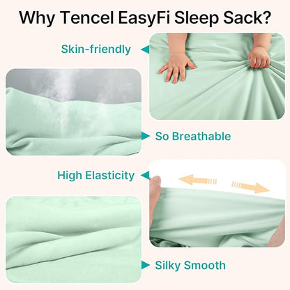 Supersoft Rayon Made from Bamboo Sleep Sack 6-12 Months 1.0 Tog Toddler Sleep Sack Baby Wearable Blanket with 2-Way Zipper Unisex Sleeping Bag for Babies All-year-around (2 Pack) Green & Gray