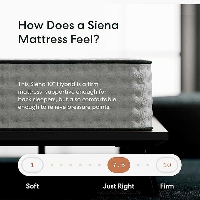 Siena 10” Cal King Hybrid Firm Mattress - Memory Foam & Innerspring System - 180 Night Trial - Premium Pressure-Relieving Layers - 10 Year Warranty - Mattress in a Box - CertiPUR-US Certified