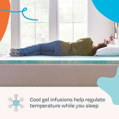 Linenspa 2 Inch Swirl Gel Memory Foam Mattress Topper, King Size – Cooling Gel Infused, Ventilation Holes – Pressure Relieving Bed Topper – CertiPUR Certified