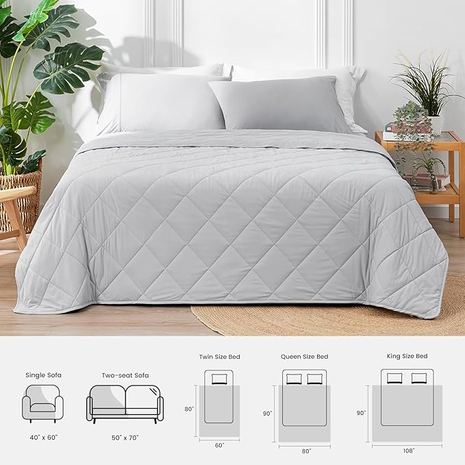 Cozy Bliss Cooling Blanket for Hot Sleepers Twin Size, Q-Max 0.45 Cooling Comfort Throw, Cold Blankets for Night Sweats Sleeping, Ultra-Cool Lightweight Breathable Summer Blanket for Bed, Grey