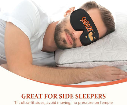 Funny 3D Zero Pressure Sleep Eye Mask for Men Women Side Sleeper, Adjustable Blackout Soft Breathable Eye Masks for Travel Nap Night Sleep, Humorous Gift Stocking Stuffers (Snooze)