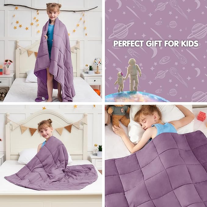 yescool Purple Weighted Blanket 5 Pounds Cooling Weighted Lap Blanket, Heavy Blanket for Sleeping, Weighted Throw Blanket Gift for 40-60lbs, 36"x48"