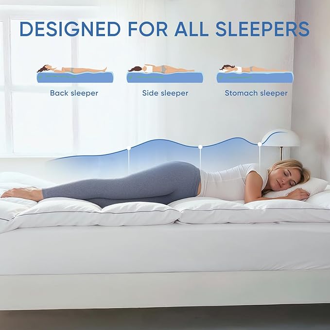 Memory Foam Queen Mattress Topper, Bed Topper with 3 Inch Extra Thick Shredded Foam, 100% Cotton Mattress Pad Cover, Breathable & Skin-Friendly Queen Size Mattress Topper with Anchor Straps