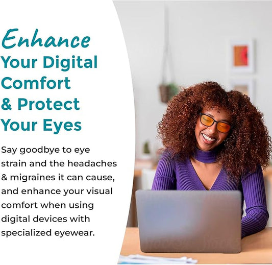 100% Blue Light Blocking Glasses - Better Sleep Anti Eye Strain Protection - Computer Gaming Women Men
