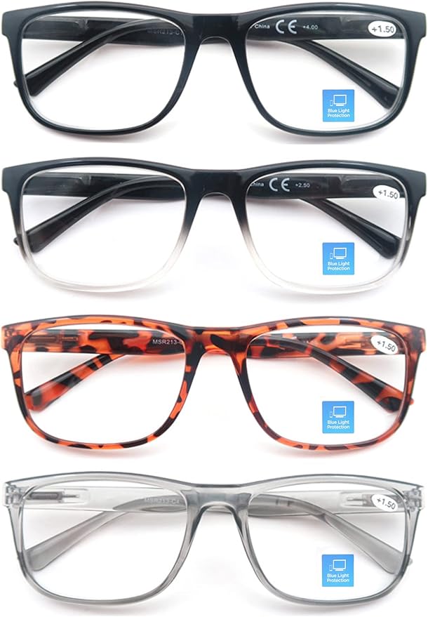 Blue Light Blocking Reading Glasses Men Large Oversized Square Readers Wide fit Cheaters for Men W/Big Head/Large Face