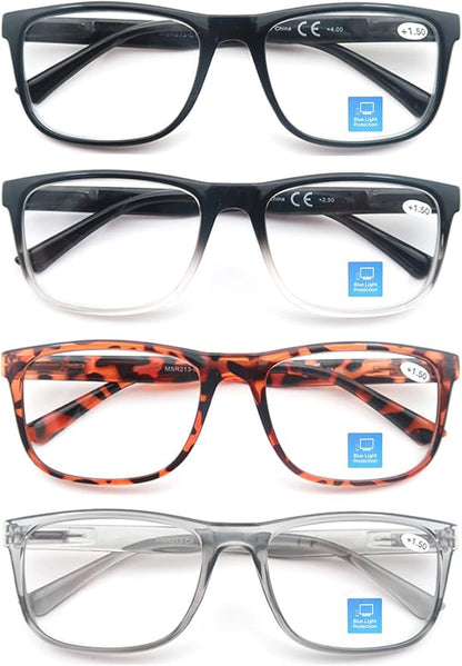 Blue Light Blocking Reading Glasses Men Large Oversized Square Readers Wide fit Cheaters for Men W/Big Head/Large Face
