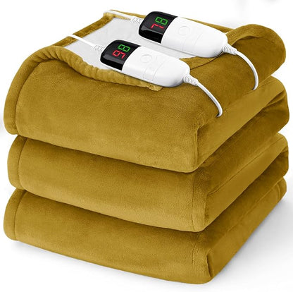 Heated Electric Blanket Queen Size - 84" x 90" Heating Blanket with Dual Control, 10 Heating Levels & 8 Hours Auto Off, Soft Warm Flannel Blanket, Christmas Birthday Gifts for Senior Grandma