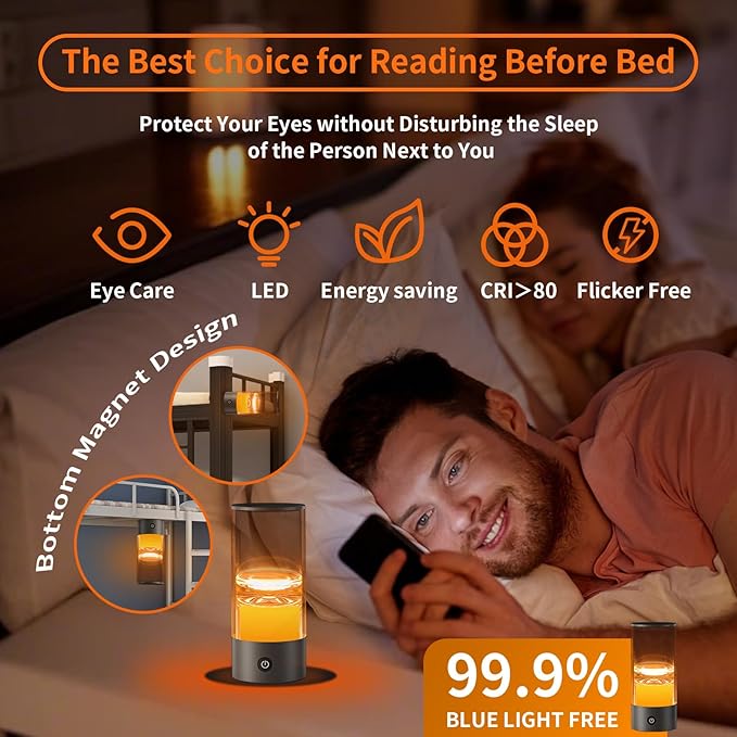 Improving Sleep Table-Night-Light to Relax Mood，Protect Eyes with Bedroom Dimmable-Light，Rechargeable Small Portable Led Lamp for Outdoor/Camping/Sleep Aid