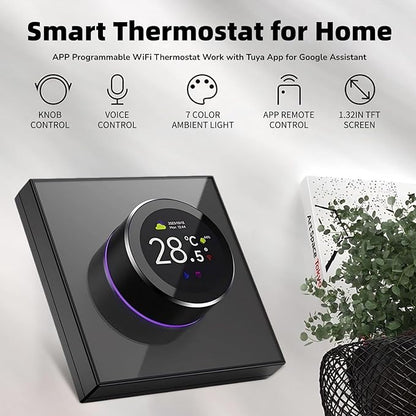 Smart Thermostat for Home, APP Programmable WiFi Thermostat, Temp Voice Controller, Work with Tuya App for Assistant, 1.32in TFT Screen, Knob Control,2 Way Rotating