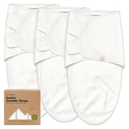 3-Pack Organic Baby Swaddle Sleep Sacks - Swaddles for Newborns, Infant 0-3 Months, Baby Girls, Boys, Soft & Snug Newborn Sleep Sack, Nursery Swaddling Blankets (Soft White, OS)