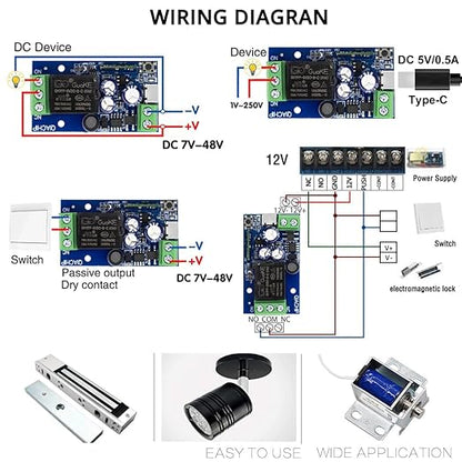 Ewelink WiFi Wireless Smart Relay Module USB 5v/12v/24v/48v Inching Selflock Remote ON Off Power Switch for Access Control,Turn on PC, Compatible with Alexa Google Home