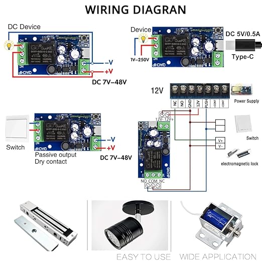 Ewelink WiFi Wireless Smart Relay Module USB 5v 1 Channel Inching Selflock 7V-48V Remote ON Off Power Switch for Access Control, Garage Door,Home Automation, Compatible with Alexa Google Home