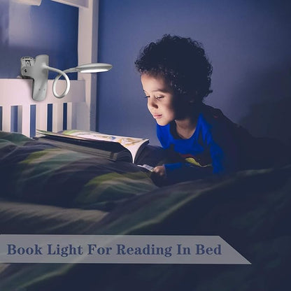 Reading Light, 28 LEDs Rechargeable Clip on Lamp, 3 Color x 3 Brightness Clip On Light for Bed Headboard with Safety Switch, Eye Protection Book Light for Reading in Bed, Touch Control Table Desk Lamp