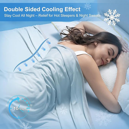 PHF Double Cooling Blanket for Hot Sleepers King Size, Arc-Chill Q-Max>0.5 with Double Cooling, Summer Blanket Absorbs Heat to Keep Cool All Night for Night Sweats (Ice Blue, 108''x90'')