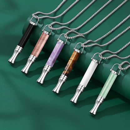 Breathe Free Necklace, Natural Stone Breathing Necklace for Stress Relief, Mindfulness and Relaxation, Anxiety Necklace Mindful Breathefree Calm Tool with Plant Cores, Portable Wellness Gift for Adult