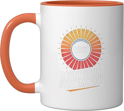 Relaxation Breathing Vagus Nerve Stimulation, Stress Relief Ceramic Mug, Orange/White