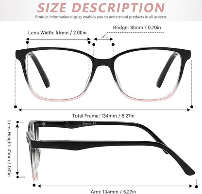 Przene 4 Pack Blue Light Blocking Reading Glasses,Readers for Women and Men with Spring Hinge