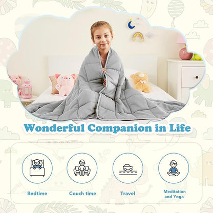 CuteKing Weighted Blanket - Weighted Blanket with Premium Glass Beads - Breathable Heavy Blanket for Comfort Sleep - Thick Blanket All Season (10lbs, 48"x72", Light Grey)