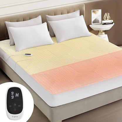 Twin XL Waterproof Heated Mattress Pad, 9 Heat Settings, Auto Off, Machine Washable, White, 39" x 80" x 17.3" Deep Pocket, Multi-Zone, Smart Digital Control, 5-Year Warranty