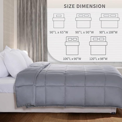 NEXHOME PRO Cooling Comforter King, Organic Natural Duvet Insert, Summer Lightweight Cooling Blanket, Bedding Down Alternative Cool Comforters for Hot Sleepers, 8 Corner Tabs, Grey 90" x 108"