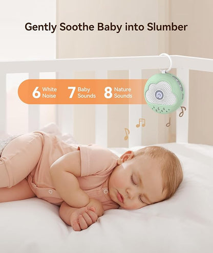 Dreamegg White Noise Machine - Portable Sound Machine Baby with Safe Silicone Cover, Features Powerful Battery, 21 Soothing Sound, Noise Canceling for Sleeping, Baby Registry Gift, Nursery(Green)