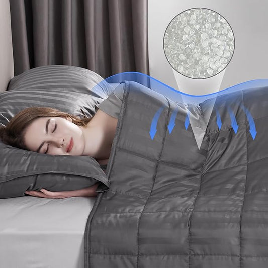 Weighted Blanket for Adult,15lbs Heavy Weighted Blanket 48"x72" Breathable Cooling Summer Blankets, Ultra Soft Cotton Comfort Throw Blanket with Glass Beads for All-Season (Dark Grey)