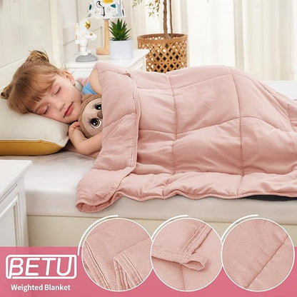 Pink Weighted Blanket Kids 5lbs, 36"x48", Cooling Heavy Throw Blanket for 20-40lbs, Microfiber Soft Thick Big Blankets Weighted Comforter Breathable Gift for Sleeping