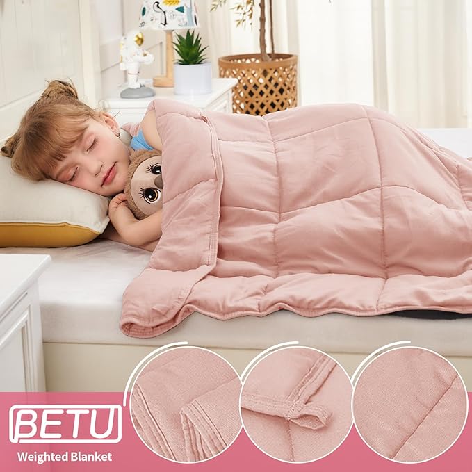 Pink Weighted Blanket Kids 3lbs, 36"x48", Cooling Heavy Throw Blanket for 20-40lbs, Microfiber Soft Thick Big Blankets Weighted Comforter Breathable Gift for Sleeping