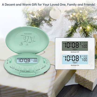 DreamSky Vibrating Alarm Clock for Heavy Sleepers - Auto Set Bed Shaker Alarm Clock Under Pillow for Hearing Impaired, Bedroom, Travel, Rechargeable Battery Operated, Cordless, Auto DST, LCD Backlight