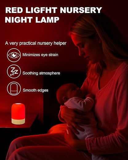 Aoife 670nm Red Light Sleep Lamp Night Light for Bedside Sleep with 4 Color Modes Red Warm White Natural Cool White 10 Brightness Levels Touch & Remote Control Timer for Bedroom or Hanging Use