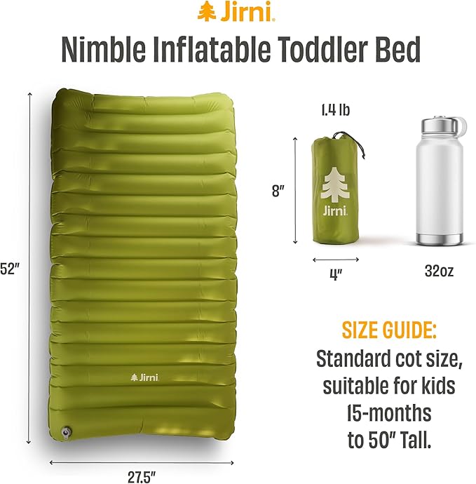 Toddler Camping Sleeping Pad with Pump Sack – Ultralight Kids Travel Mattress Made from Ripstop Nylon, Compact Backpacking Bed for Camping, Vanlife & Travel