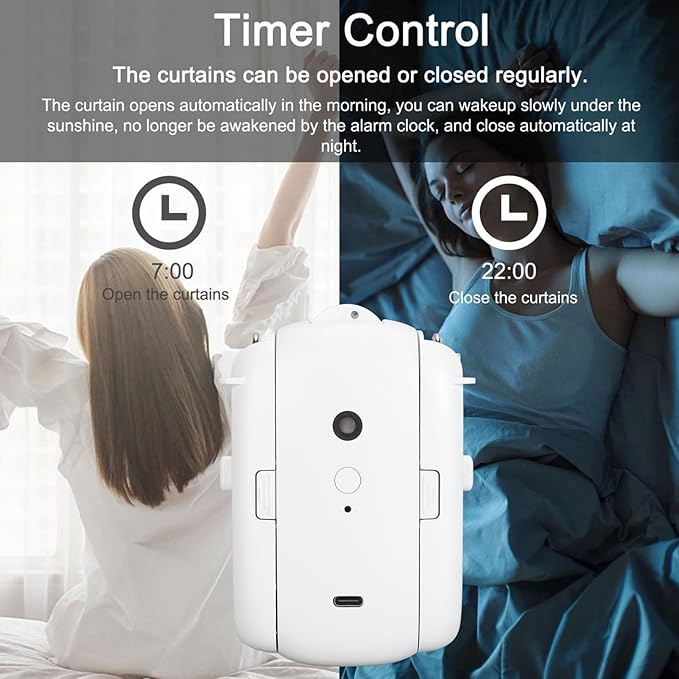Automatic Curtain Opener, Smart Automatic Curtain Remote Control with APP Voice Control Timer Switch, Built in Temperature Light Sensor Electric Curtain Motor for Home Office